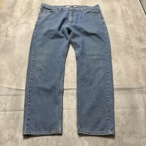 Levi's 505 Jeans 40x30 Straight Blue Faded Whiskers Med Wash Denim Cowboy